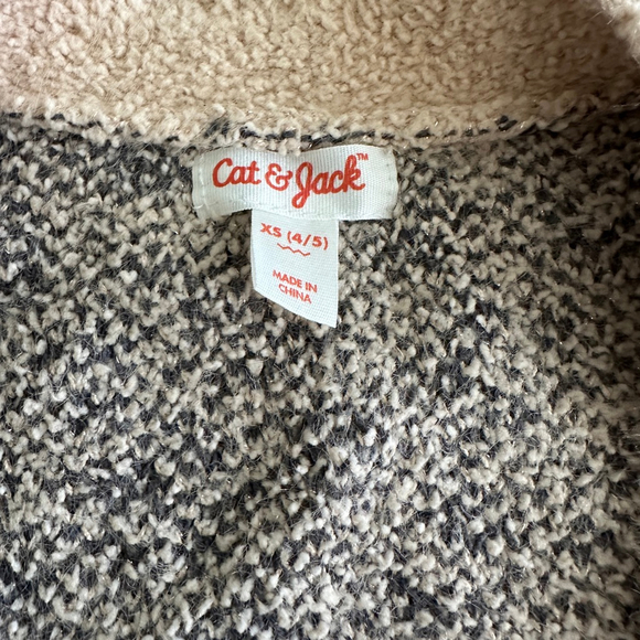 Girls Cat & Jack Leopard Print Open Cardigan Sweater XS (4/5) Beige Black Fuzzy - Picture 2 of 6
